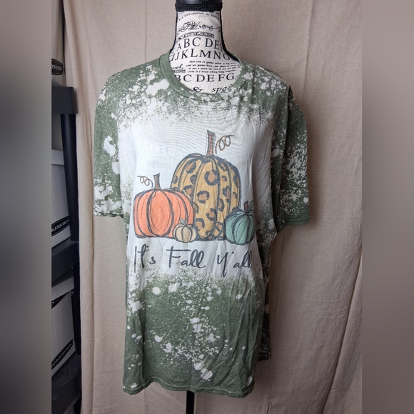 Anvil Green Graphic T-Shirt with Pumpkin Design XL Its Fall Yall! - Picture 1 of 5